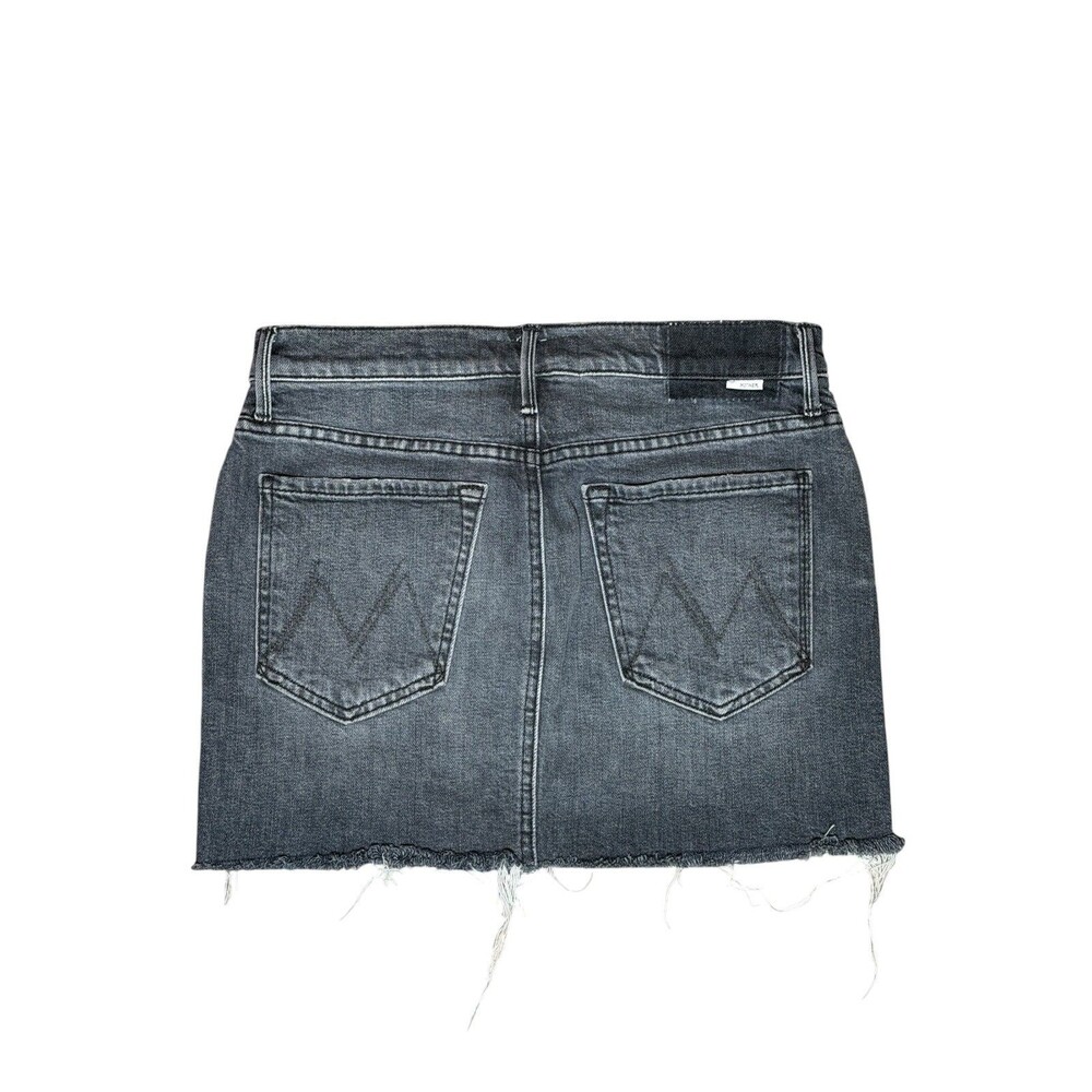 MOTHER The Vagabond Mini Fray Gray Wash Denim Skirt Women's Size 26